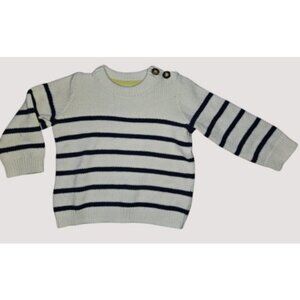 BABY BODEN White and Navy Striped Cashmere Blend Sweater Boys 6-12 months